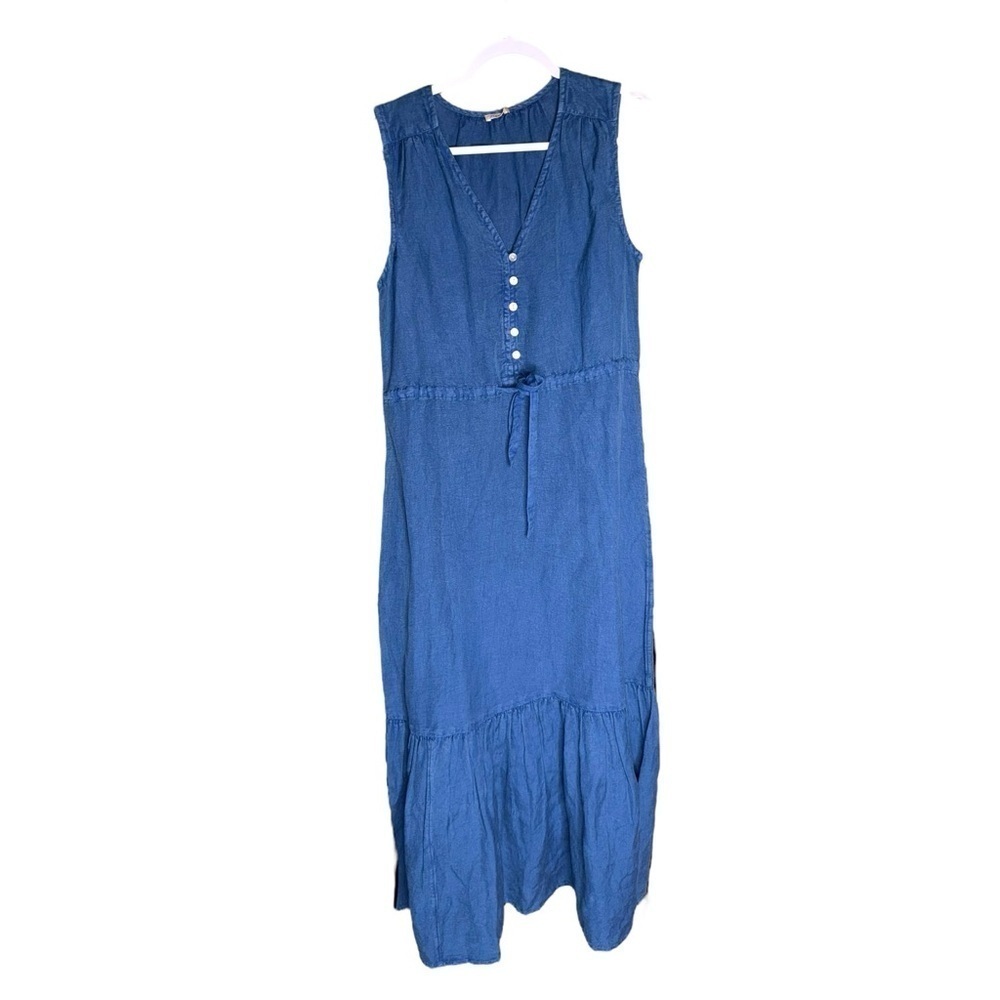 Faherty Ojai Linen Tencel Denim Midi Dress NWT Small Western Prairie Cottagecore - Picture 12 of 15